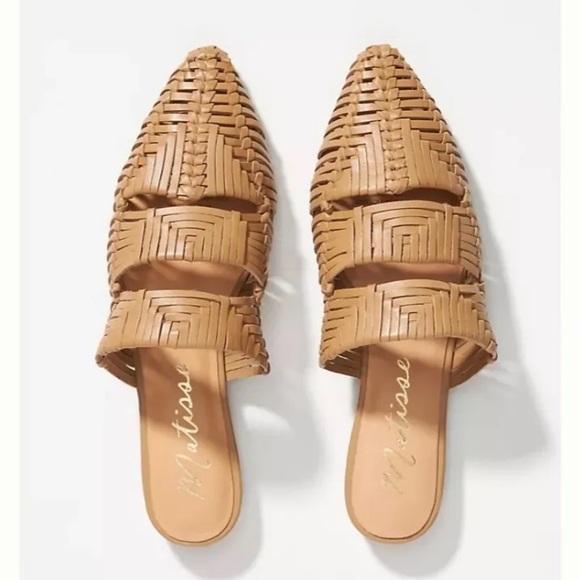 Matisse Shoes - ANTHROPOLOGIE MATISSE WOVEN EAST END SLIDES SLIP ON MULES SZ 9 NEUTRAL